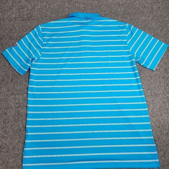 Peter Millar Summer Comfort Mens Size L Golf Polo Shirt Striped Aqua Blue New - Picture 2 of 11